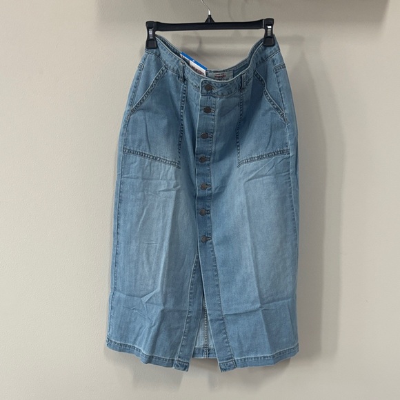 Wrangler Button Down Denim Midi Skirt - 100% Cotton!!! - Picture 1 of 8